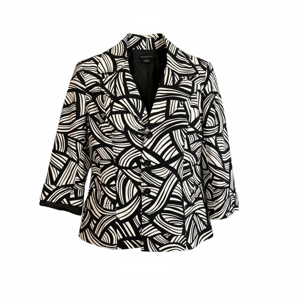 Rafaella Black and White Abstract Blazer
